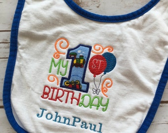 custom boy birthday bib, 1st birthday bib, birthday outfit, first birthday outfit, personalized name bib, cake smash outfit boy, photo prop
