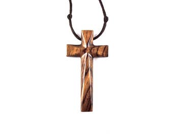 Mens Cross Necklace, Large Wood Cross Necklace, Large Cross Pendant, Mens Cross Pendant, Carved Wooden Cross Pendant, Christian Jewelry