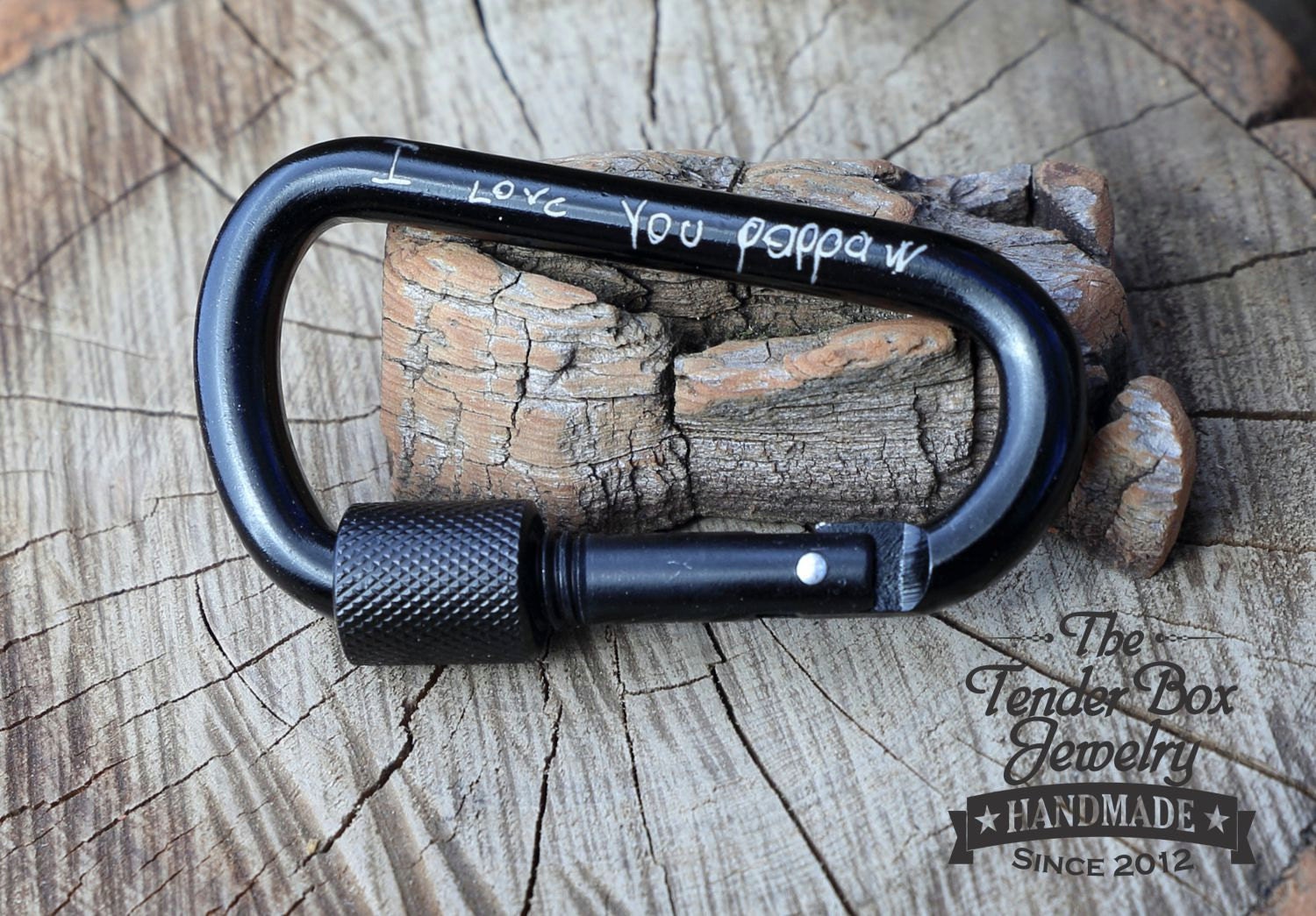 Personalized Handwriting Engraved Carabiner Keychain