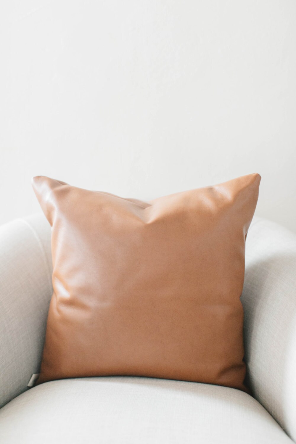 Accent Throw Pillow 18x18 Faux Leather tan leather