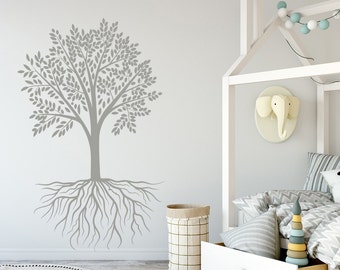 Vinyl Tree Wall Decal Tree Roots Vinyl Sticker Decals Home Decor Nursery Bedroom Art Design Interior V1032