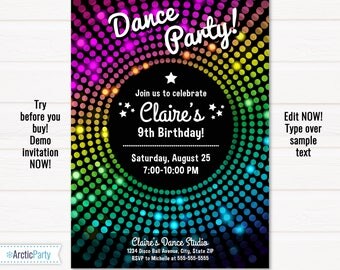 disco birthday party invitations free