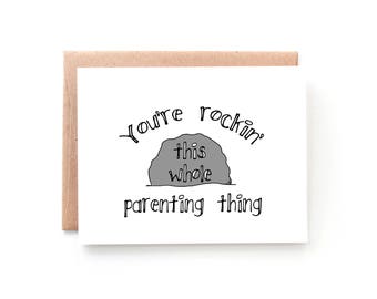 New Dad Card for Husband - New Mom Card - Birthday Card - Husband Fathers Day Card - First Fathers Day - Rockin This Parenting Thing