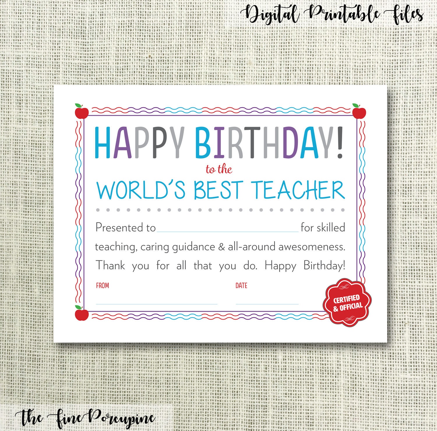 Birthday Card For Teacher Printable
