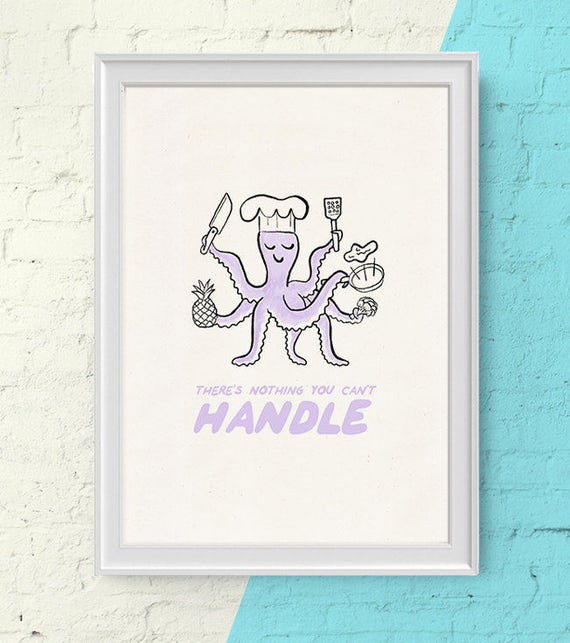Items similar to Octopus print, Encouraging wall art print, octopus