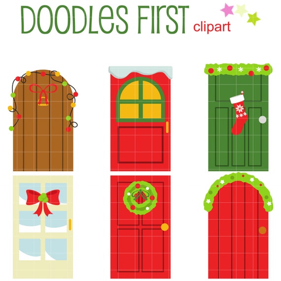 Christmas Doors Clip Art for Scrapbooking Card Making Cupcake