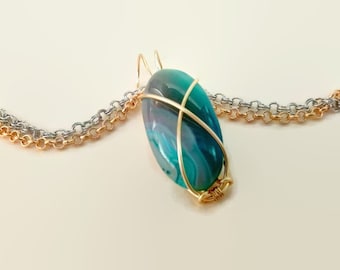 OOAK Blue Agate Pendant Necklace