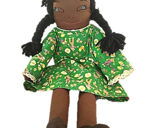 Black Rag Doll - African American Rag Doll - Black Americana - Hand Made Rag Doll and Dress - Vintage Home Decor,