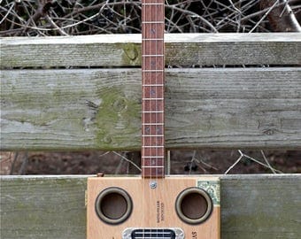 4-String Cigar Box Guitar Deluxe LC w/Rails Humbucker by Rose Instruments