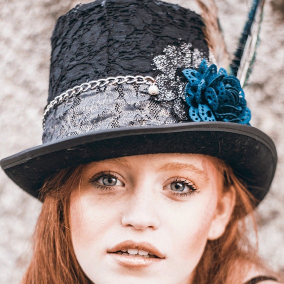 Lace top hat, silver & black magician hat, magic hat, 1920's top hat, top hat for woman, steampunk hat, alice in wonderland hat, tea party by Inspirala steampunk buy now online Lace top hat, silver & black magician hat, magic hat, 1920's top hat, top hat for woman, steampunk hat, alice in wonderland hat, tea party by Inspirala steampunk buy now online