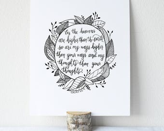 Isaiah 55:9 Printable Bible Verse Art Print 8x10 Digital Wall Art Gift