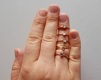Herkimer Diamond Ring // April Birthstone // Raw Stone Gold Ring // Gold Ring // Stacking Ring // Raw Gemstone Ring // Raw Crystal