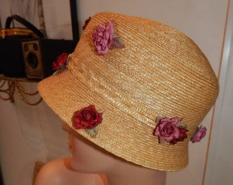 Vintage Cloche Straw 1930's Flapper style Hat Soprattutto Italy
