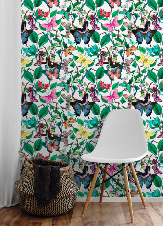 Butterfly Garden Peel 'n Stick Wallpaper Custom Lengths