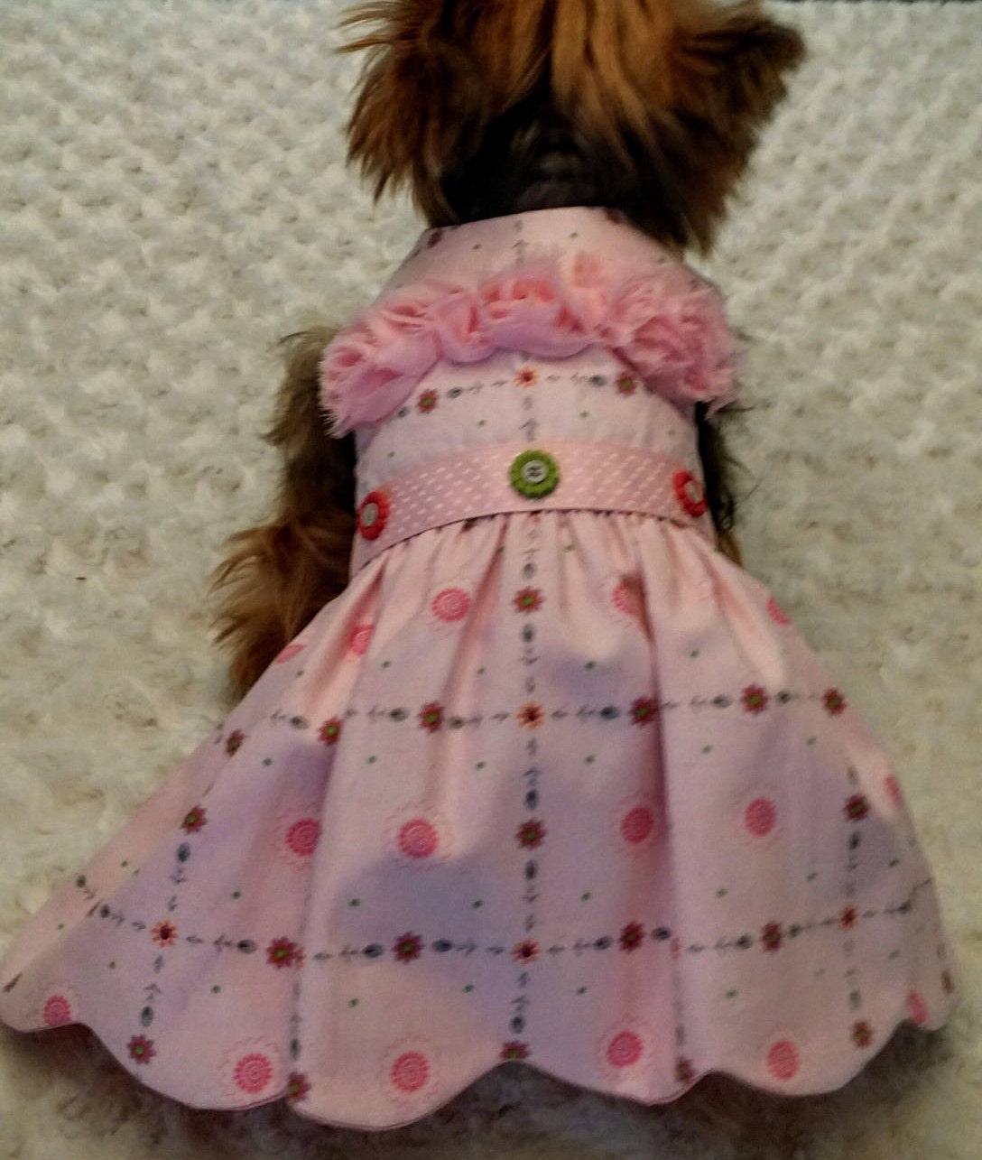 Pretty pink small dog dress