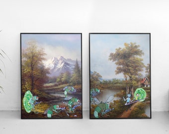 Rick and Morty Fan-art A2 Double Poster - Bob Ross Dimension c-131