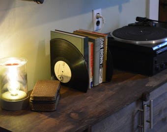 Vinyl record bookends - Flat back