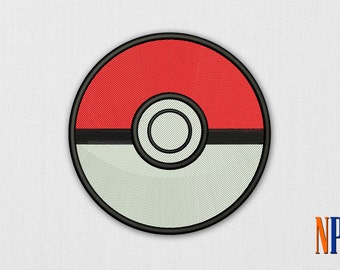 Pokeball machine embroidery design. Pokemon patch. Embroidery file