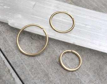 12mm gold nose ring, 18g tragus jewelry, 10mm nose hoop, 18g mens earring, 8mm hoop earrring, 14k gold filled helix piercing Small gold hoop