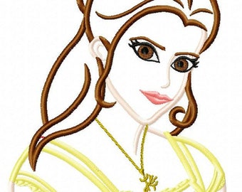 Belle Applique Design Beauty and Beast Original Drawing by UDOAppliques™ 2017 Version Machine Embroidery Digital Download