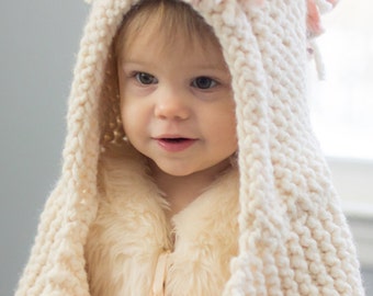 Unicorn Hooded Scarf Neutral Fringe