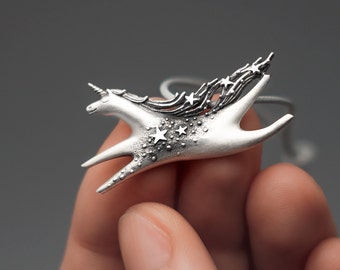 Star Unicorn Jewelry, Sterling Silver Unicorn Pendant, Good Luck Gift, Constellation, Celestial, Galaxy, Animal Jewelry, Unicorn Necklace