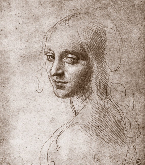 Head Of A Girl Leonardo da Vinci FINE ART PRINT antique art