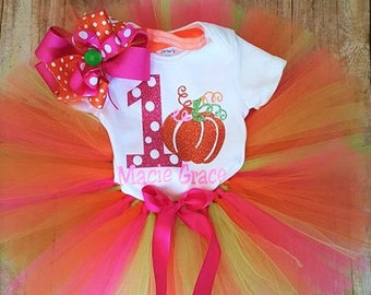1st Birthday outfit/girls 1st birthday pumpkin outfit/pumpkin birthday/baby girl clothes/first birthday/baby headband/girls clothing