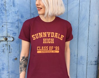 Sunnydale High Varsity Style Burgundy T-Shirt