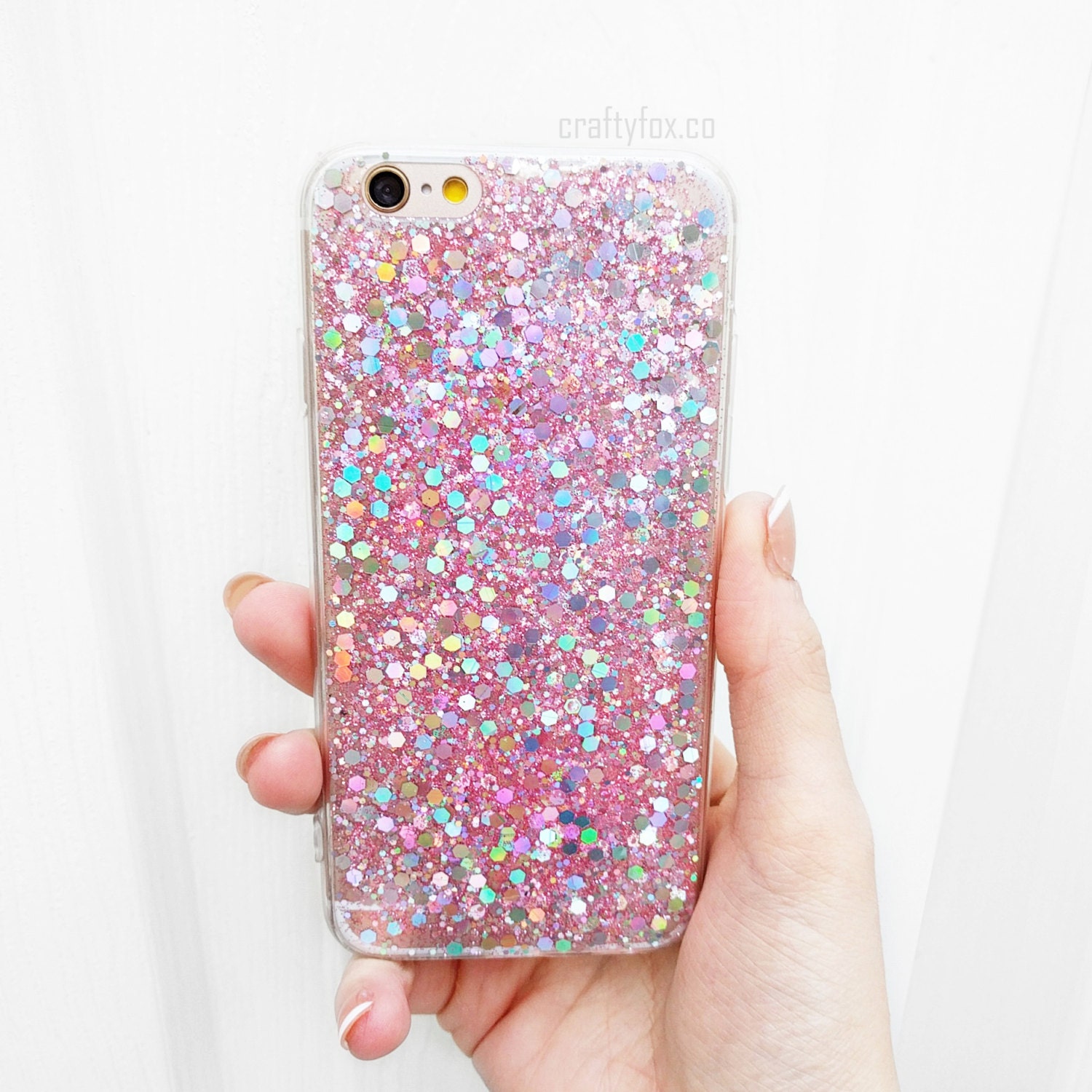 Fixed Pink Glitter IPhone Case Protective by CraftyFoxCollective