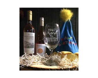 Vintage aged to perfection, Birthday Wine Glasses, Aged to Perfection Wine Glass, laser etched,