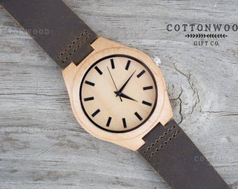 Wooden Watch for Him, Engraved Watches for Men, Leather Watches for Men, Husband Gift, Mens Wooden Watch, Boyfriend Gift, Gifts for Him