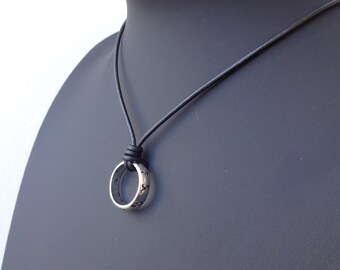 The Mortal Instruments Rune Symbol Pendant Necklace, Shadowhunters Rune Ring, Rune Leather Necklace, Mens Ring Necklace, Surfer Necklace