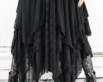WITCHY LAYERED sheer mesh and lace maxi skirt