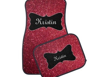 Monogrammed Floor Mats >> Black and Red Paisley Car Floor Mat Cute Girly by DesignyLand Monogrammed Floor Mats >> Black and Red Paisley Car Floor Mat Cute Girly by DesignyLand
