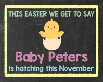 Easter Pregnancy Announcement - Spring Pregnancy Announcement - expecting sign - , photo prop - chalkboard sign - reveal