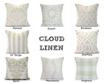 Tan Off White Decorative Throw Pillow Covers, Cushions, Decorative Throw Pillows, Linen Look Tone on Tone Shabby Chic, Mix & Match All Sizes