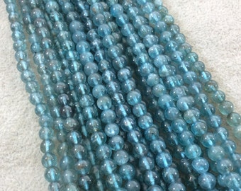6mm Smooth Natural Turquoise Apatite Round/Ball Shaped Beads with 0.8mm Holes - Sold by 15.5" Strands (Approx. 75 Beads) - Quality Gemstone