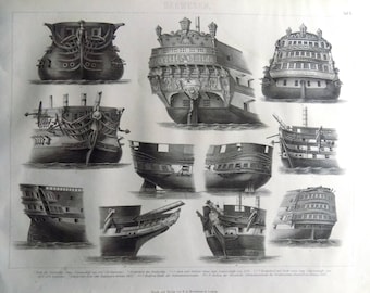 1880 - MARITIME Nautic Ship Boat Vessel - Original Antique Steel Engraving. Ethnology. Travel. Sea.