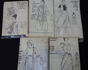REDUCED - Five French vintage 60's & 70's Modes and Travaux paper sewing patterns for ladies (04745)