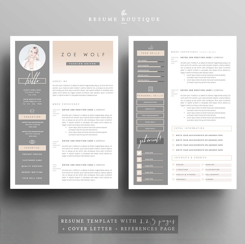 resume template and cover letter references template for