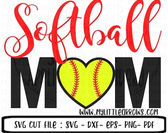 Softball mom svg - softball heart svg - softball svg - softball mama svg - SVG, DXF, EPS, png Files for Cutting Machines Cameo or Cricut