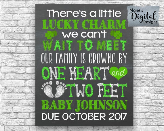 Printable There's A Little Lucky Charm Pregnancy Announcement