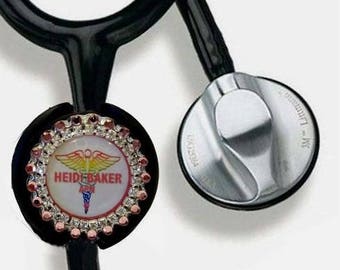 Custom Stethoscope Name Tag, Swarovski Rhinestone Nurse Bling Stethoscope ID Charm, Gift for Nurse