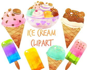 Ice Cream Clipart, Ice Cream clip art, Popsicle clipart, for personal and commercial use, planner stickers, scrapbooking