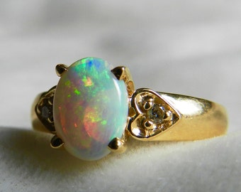 Opal Halo Ring 1.1 carat Opal Engagement Ring by DiamondSoulShop