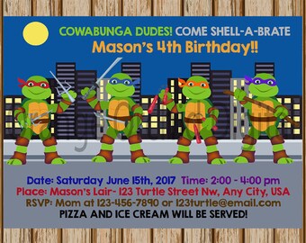 Ninja Turtles Birthday Invitation- Sibling Birthday Invite- Teenage Mutant Ninja Turtles Birthday Invite- TMNT Invite- 5"X7" image- Digital