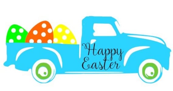 Download Happy Easter Truck SVG File Quote Cut File Silhouette File