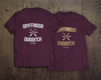 Gryffindor Quidditch Soft Adult Unisex Tee Shirt - NEW GOLD INK