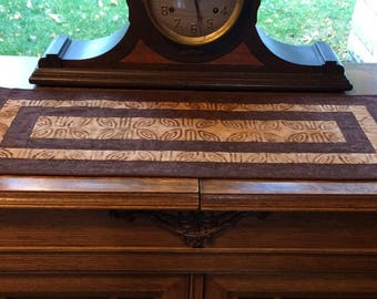 Batik table runner, brown table runner, quilted table runner, brown batik table runner, dresser topper
